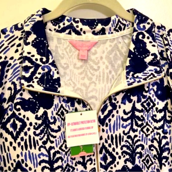 NEW Lilly Pulitzer Tons Of Fun Skipper Popover Half Zip Navy Front Pocket Large - Picture 3 of 5